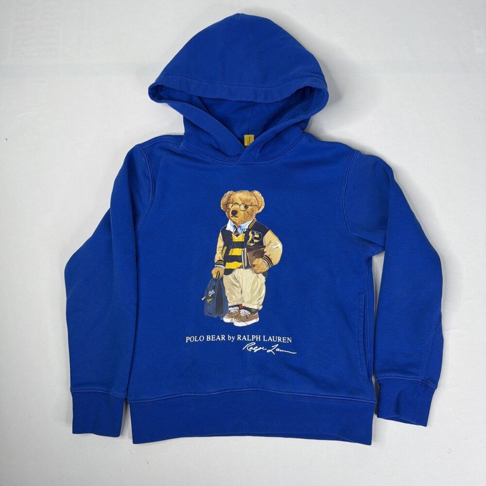 Polo Ralph Lauren Big Boy’s Teddy Bear Fleece Hoodie Sapphire Blue Small 8